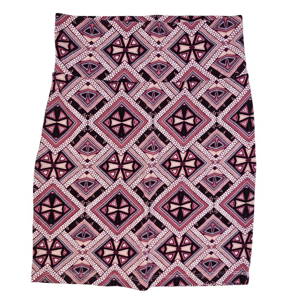 Charlotte Russe‎ Pink Geometric Diamond Print High Waisted Bodycon Mini Skirt S